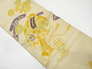 アンティーク　組紐に宝尽くし・花模様刺繍丸帯（材料）